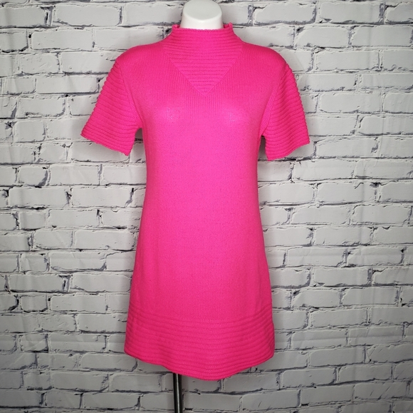 neon pink sweater dress